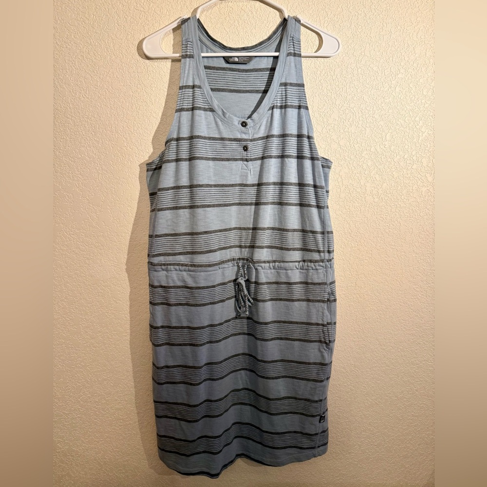 North Face size XL Blue and Gray Striped Dress